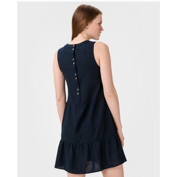 Vero Moda Dress Womens 12 Blue Tiered Helen Milo Mini Linen Blend - Picture 2 of 11